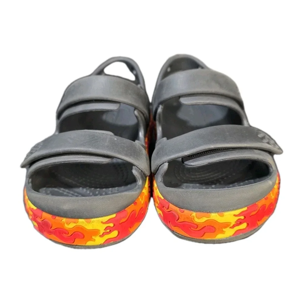 Crocs Crocband Cruiser Sandals Kids Size 12 Fire Flames Soles ***SEE DESCRIPTION